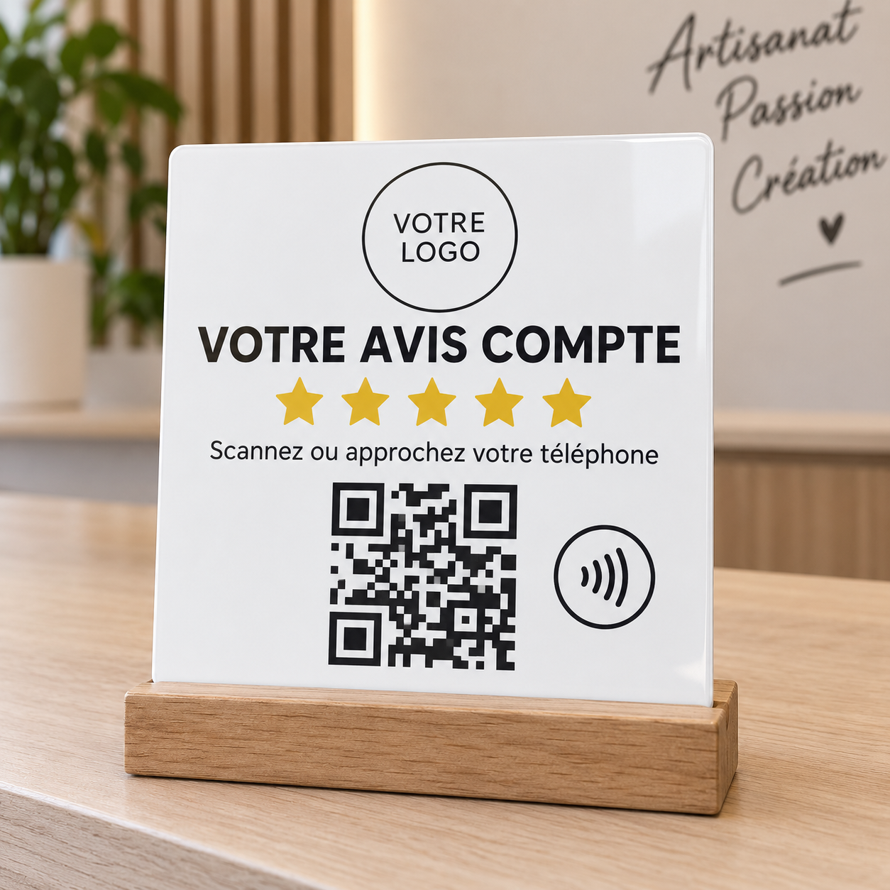 Plaque Avis Google personnalisée NFC + QR, Solutions Pro par P.A&F création